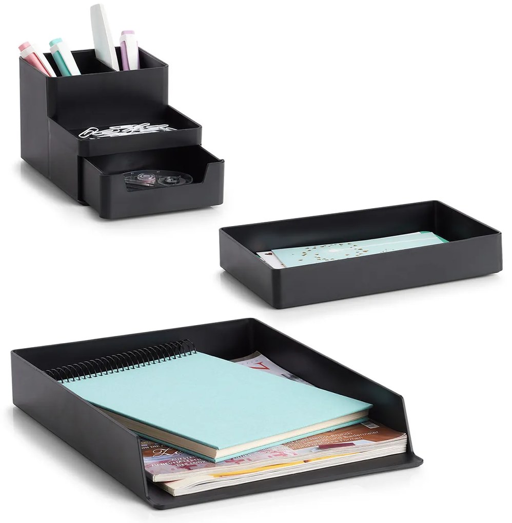 Organizer na biurko z plastiku, 11,2 x 15,5 x 9,5 cm