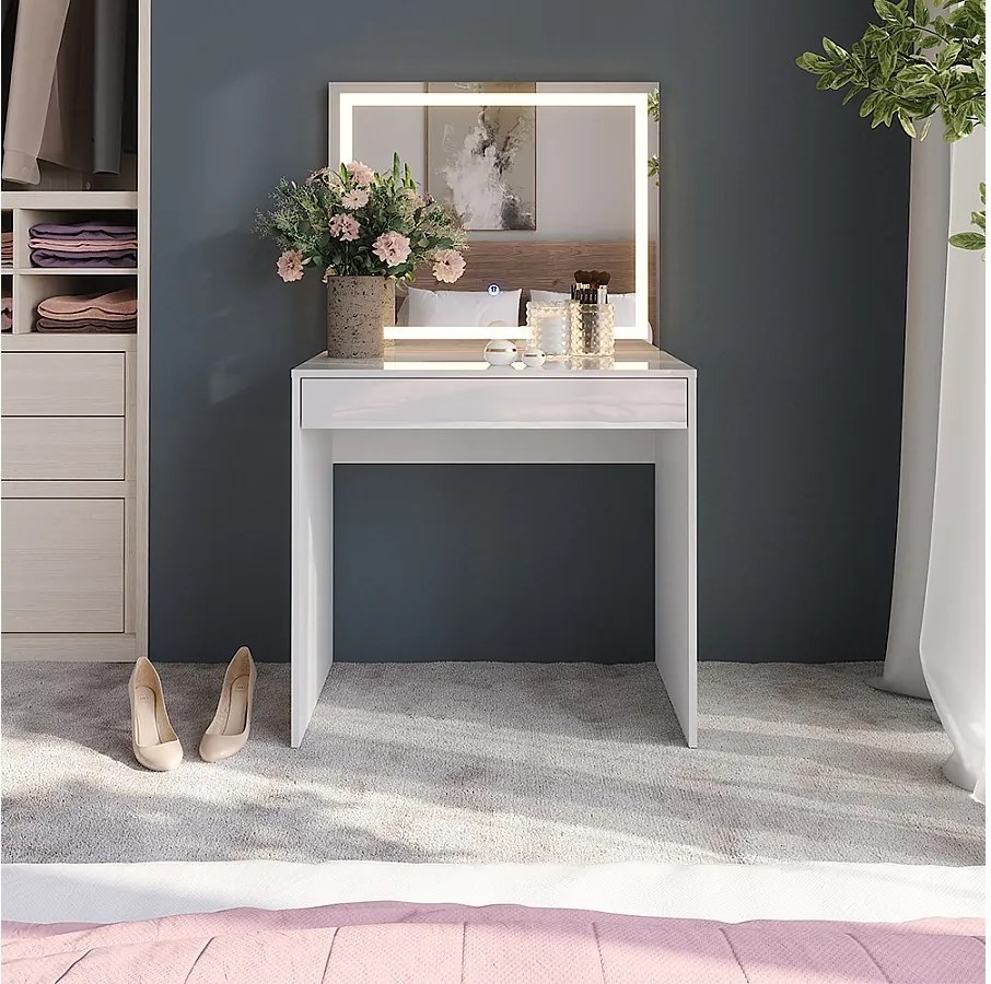 Stół toaletowy biały/biały wysoki połysk 81.4x50.1x76 sherry