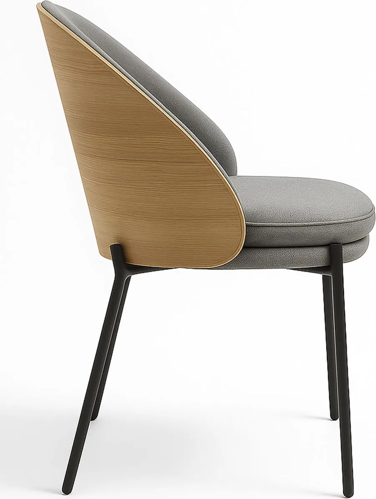 Zestaw 4 Krzese Mos Szara Tkanina z Tapicerowanym Drewnianym Oparciem