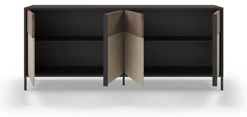 Antracytowo-jasnobrązowa niska komoda 206x86 cm Amalia – Marckeric