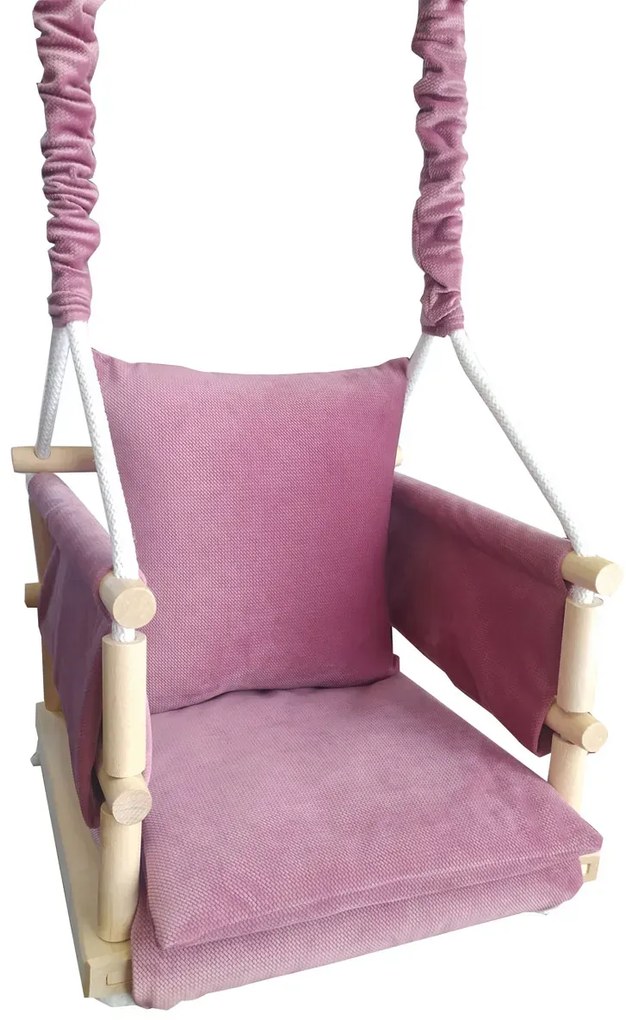 Ciemnoróżowa huśtawka dziecięca welwetowa S0-G90
