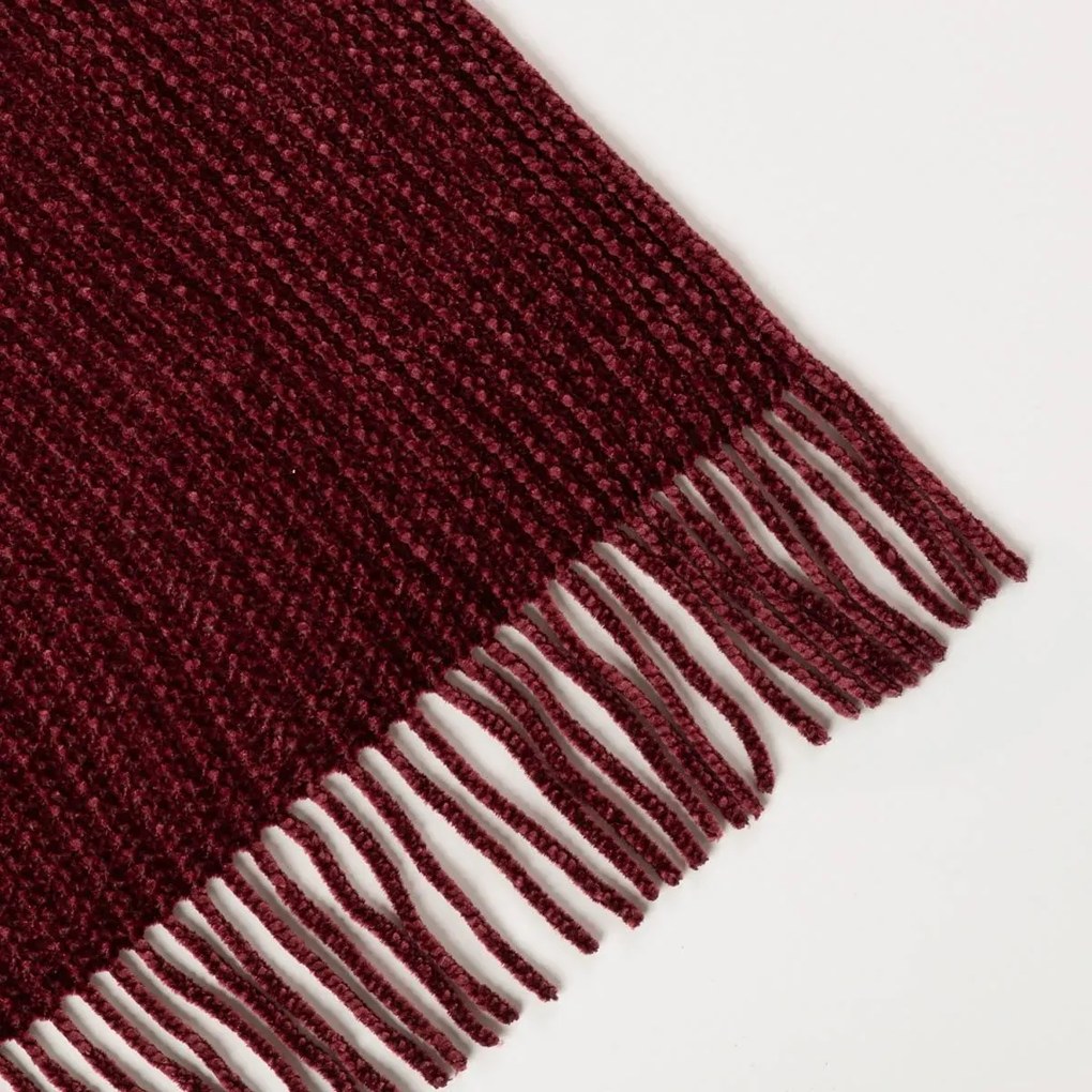 Koc szenilowy CHENILLE burgundowy 130x170cm HOMLA