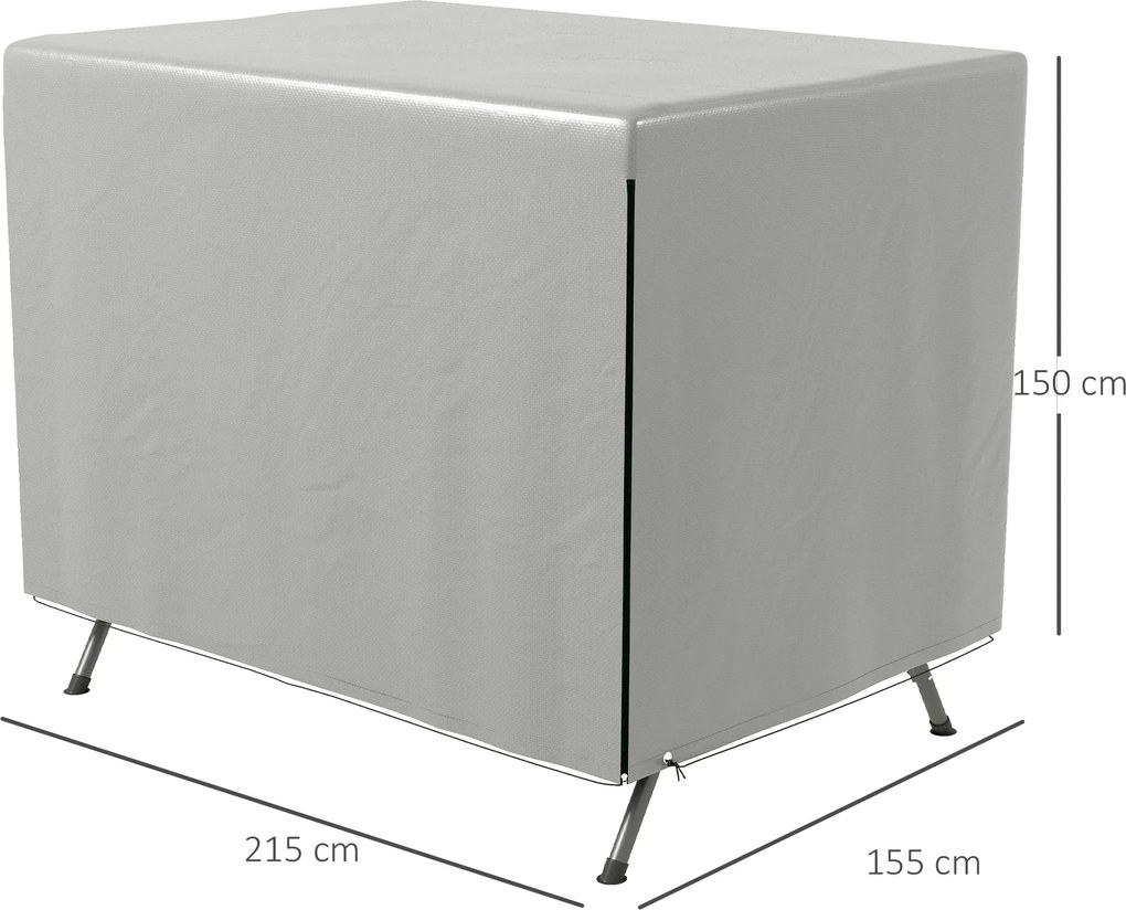 Outsunny Osłona na Meble Ogrodowe, Pokrowiec Ochronny dla Mebli Zewnętrznych, 215 cm x 155 cm x 150 cm, Szary