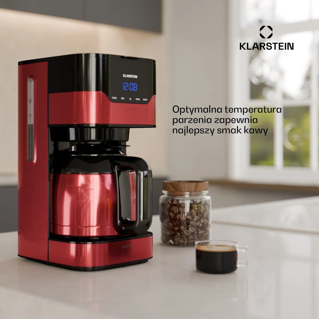 Klarstein Arabica 1,2L Ekspres Przelewowy 10 Filiżanek Czerwony