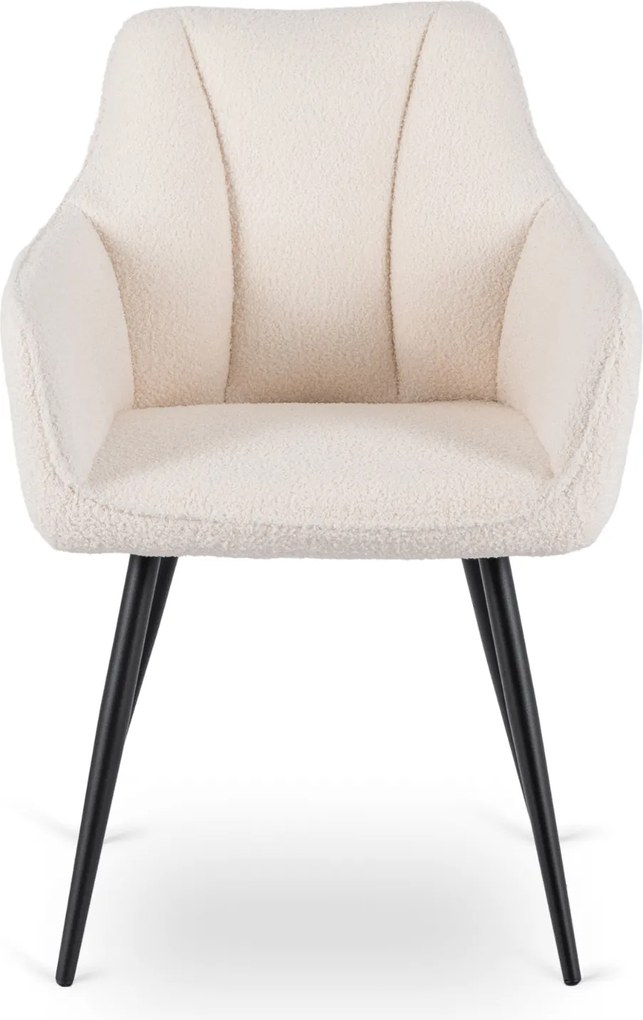 Krzesło Tapicerowane do Salonu NAWARA Kremowe Boucle Nowoczesne