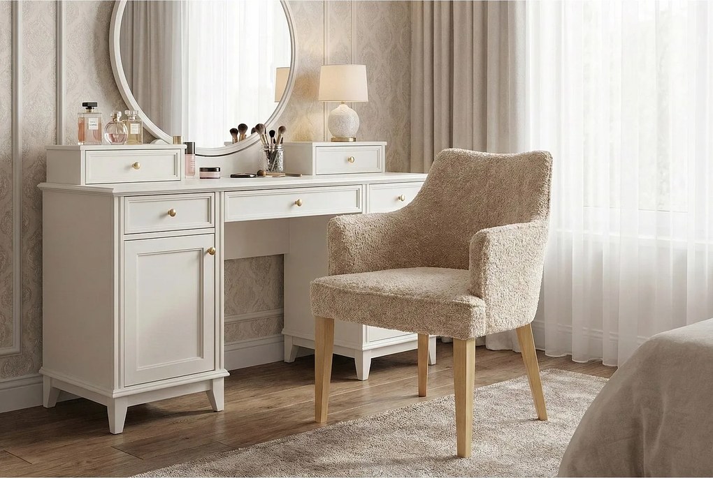 Nowoczesne krzesło Diamond z podłokietnikami i drewnianymi nogami