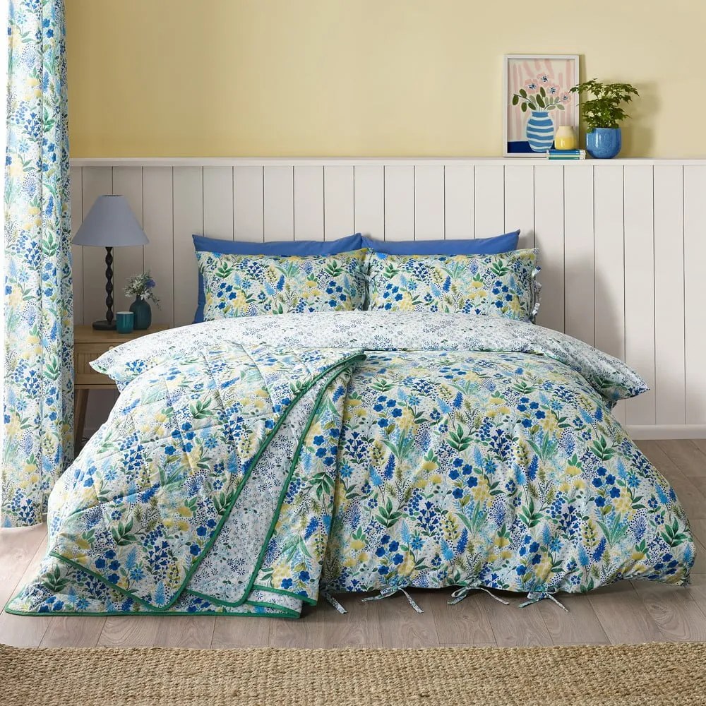 Zielono-niebieska pościel dwuosobowa 230x220 cm Tilly Floral – Catherine Lansfield