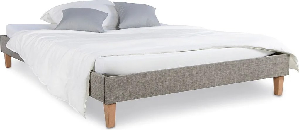 Tapicerowane łóżko 140x200x12 cm szare