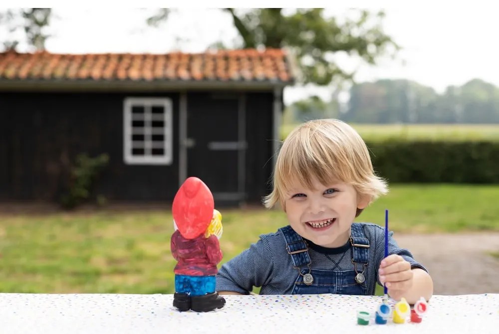 Krasnal ogrodowy DIY z farbami i pędzlem, wys. 21,1 cm