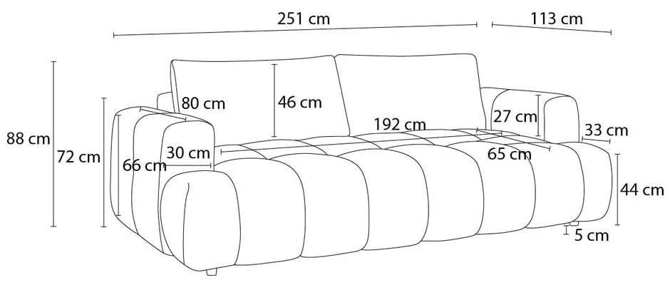 Szarobrązowa rozkładana/ze schowkiem sofa 251 cm Fuji – Bobochic Paris
