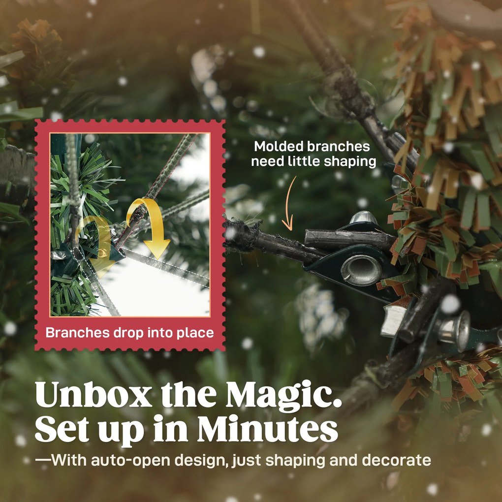 HOMCOM Sztuczna choinka z realistycznymi gałęziami, jodła, metalowy stojak, łatwy montaż, zielona | Aosom PL