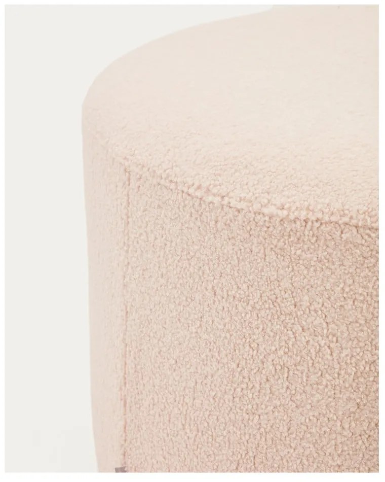 Jasnoróżowy puf z materiału bouclé Kaeli – Kave Home