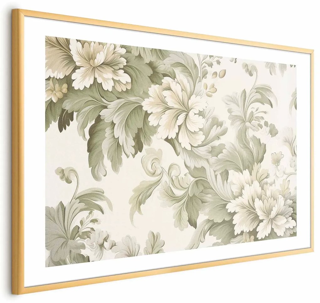 Plakat Vintage kwiaty 42x29,7 cm z ramą złotą z marginesem ARTGEIST B