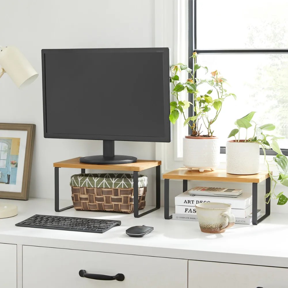 Zestaw bambusowych organizerów CEZAR, 2 szt., brązowa/czarna SongmicsHome