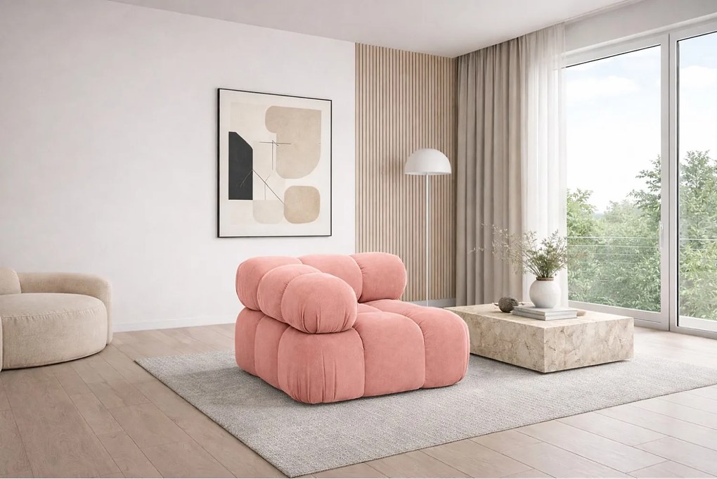 Moduł narożny, róg, do systemu modułowego, tkanina welur Salvador, Różowy, Selia