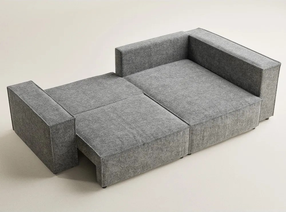 Szary rozkładany/ze schowkiem narożnik z tkaniny szenilowej (prawostronny/w kształcie litery L) Tonga – Maison de Rêve