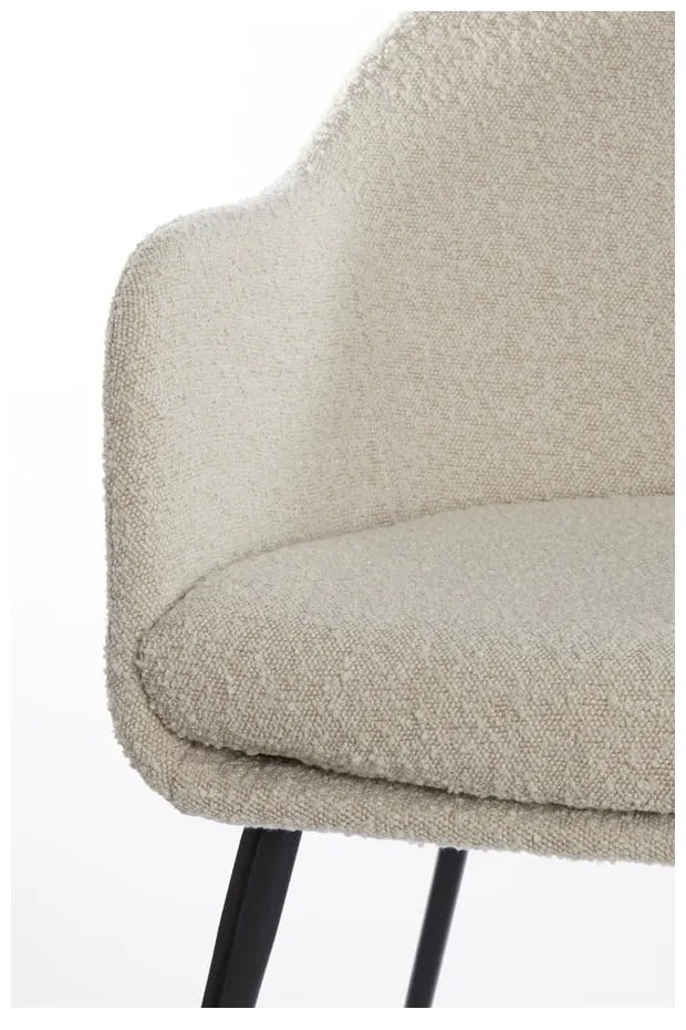 Kremowy tapicerowany fotel jadalniany z podłokietnikami Leone – Light &amp; Living