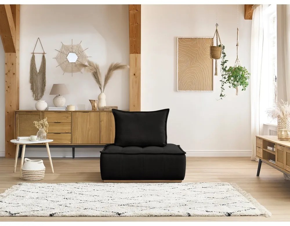 Czarny fotel z tkaniny szenilowej Elisa – Bobochic Paris