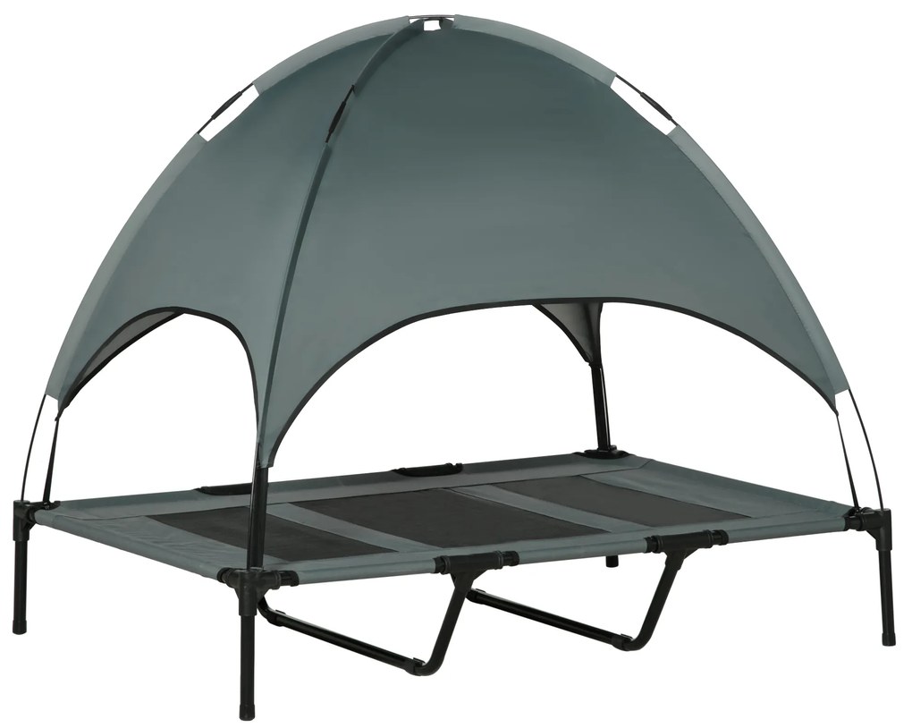 PawHut Leżanka dla Psów z Baldachimem Wysokie Łóżko dla Zwierząt z Oddychającą Taftą Idealne do Odpoczynku | Aosom PL