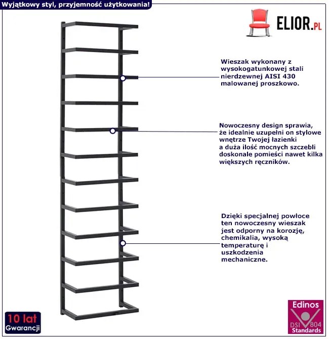 Czarna dekoracyjna drabinka do łazienki F4-F29