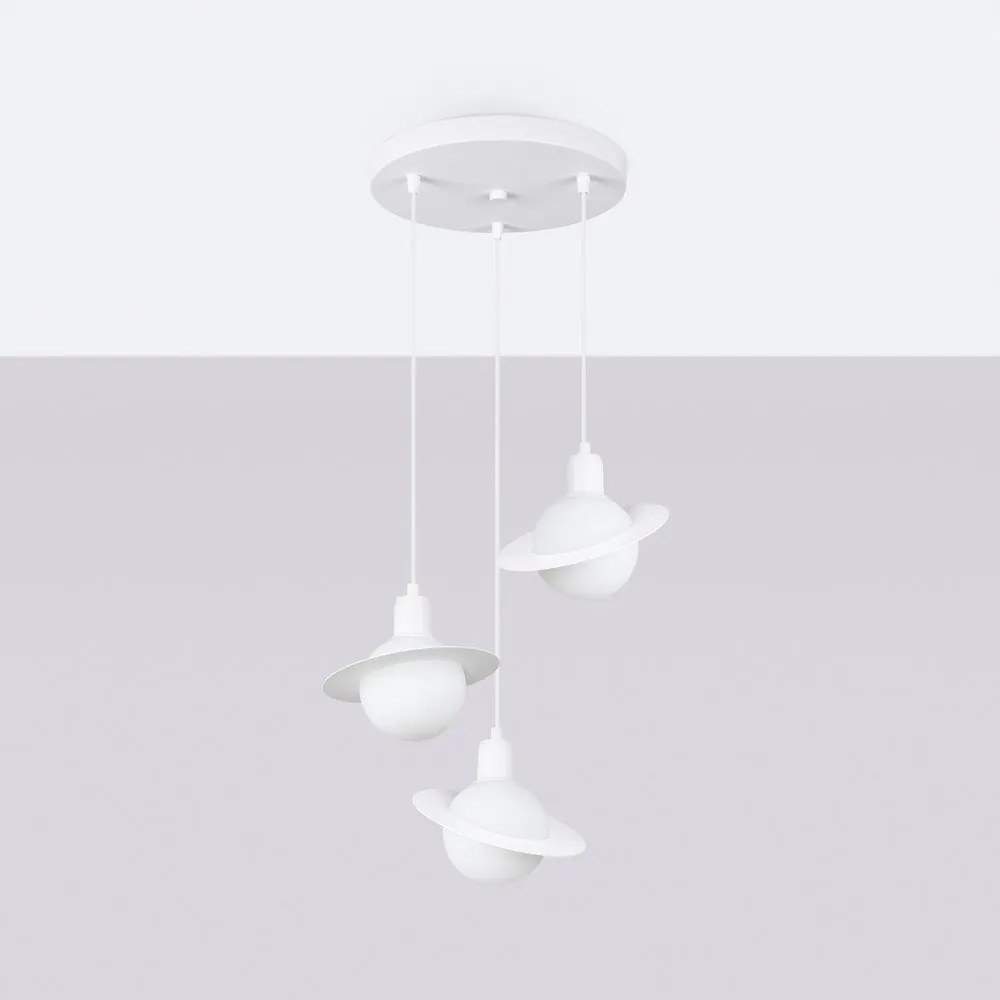 Biały żyrandol dziecięcy ze szklanym kloszem ø 32 cm Mab – Sollux