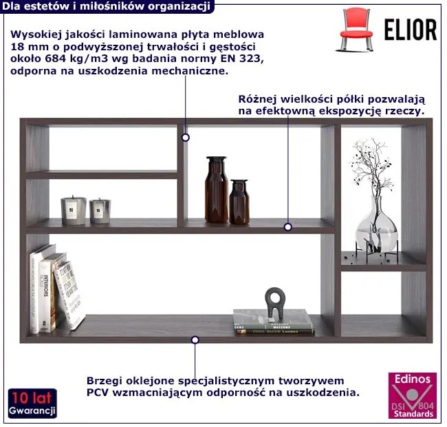Nowoczesna Półka Z 6 Przegródkami Wenge N0-R81