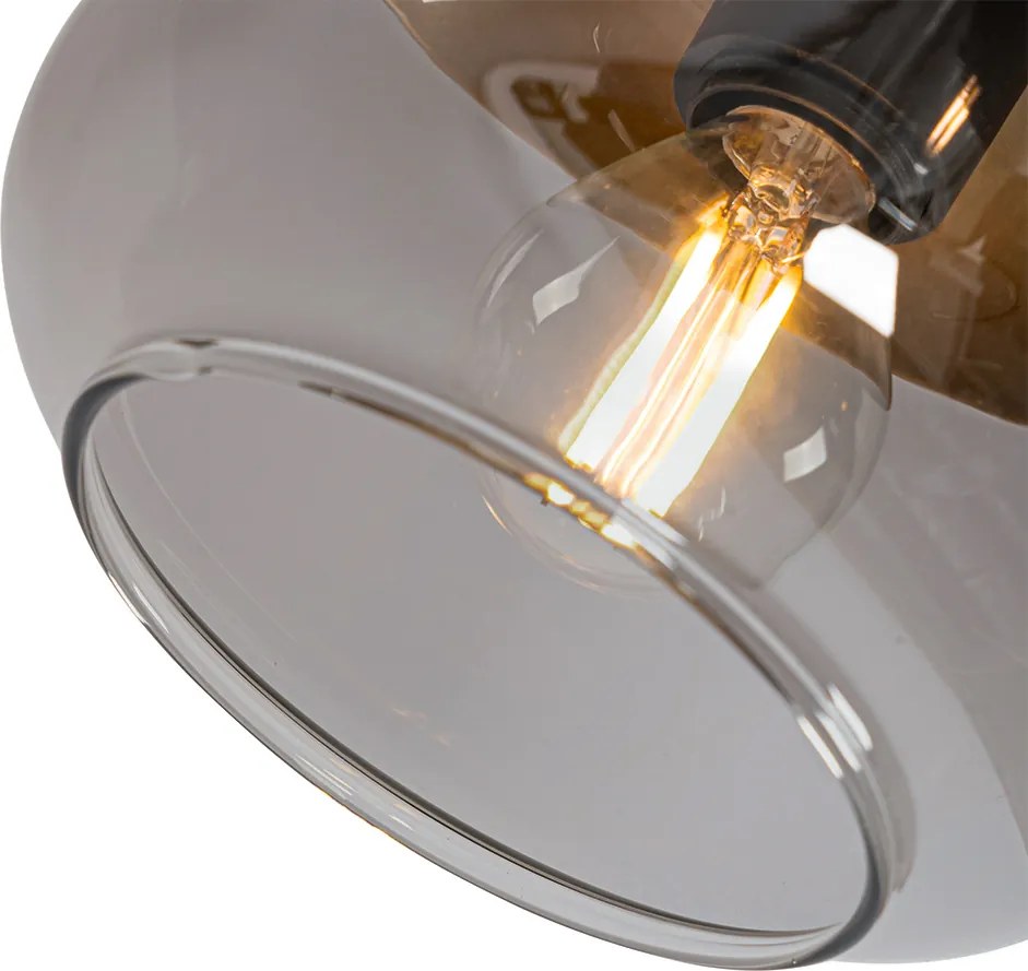 Designerski reflektor czarny ze złotem i przydymionym szkłem 3-punktowy okrągły - Kyan