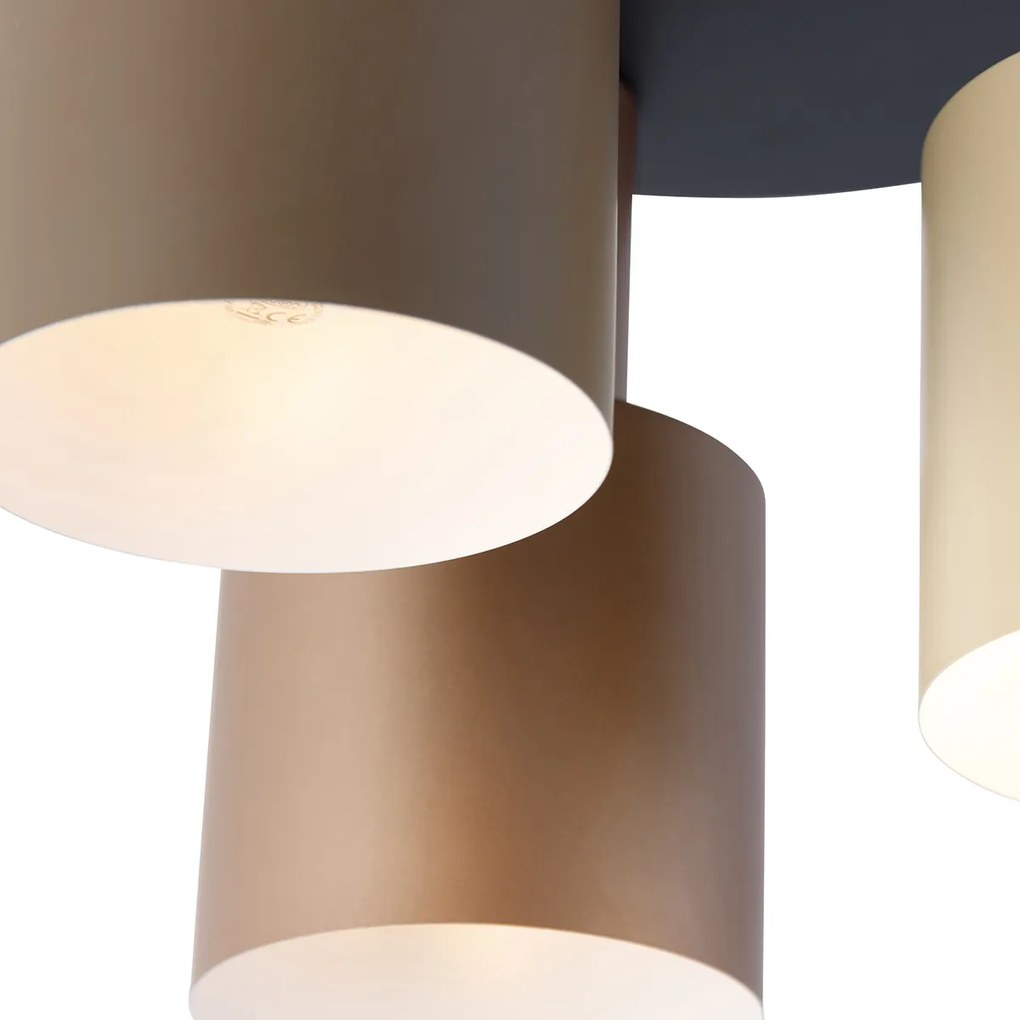 Lampa sufitowa brązowa z taupe i beżem 3-światłowa - Ans Nowoczesny Oswietlenie wewnetrzne