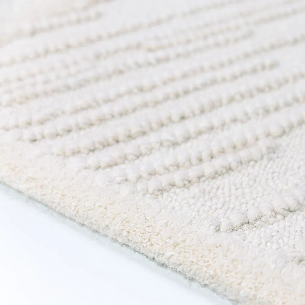 Biały dywan z mieszanki wełny tkany ręcznie 160x230 cm Sculptured Blocks – Flair Rugs