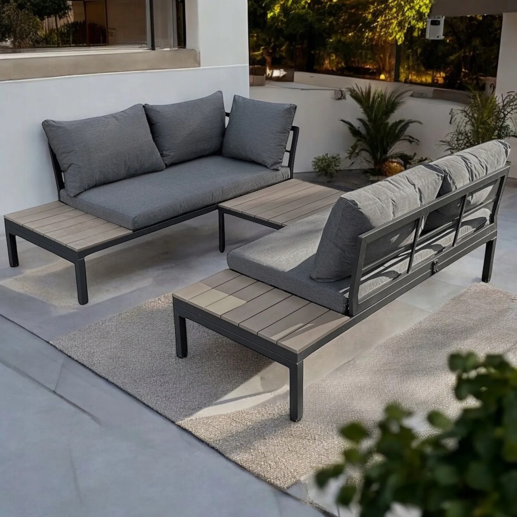 Zestaw mebli ogrodowych narożnik i stolik Tenerife 007, szary