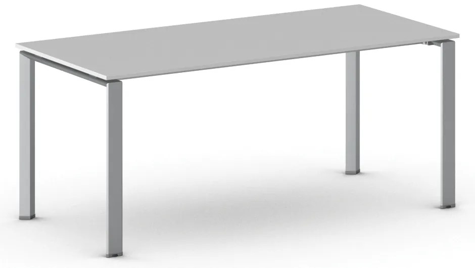 Stół konferencyjny do biura PRIMO INFINITY, 180x90 cm, szaro-srebrna podstawa, szary