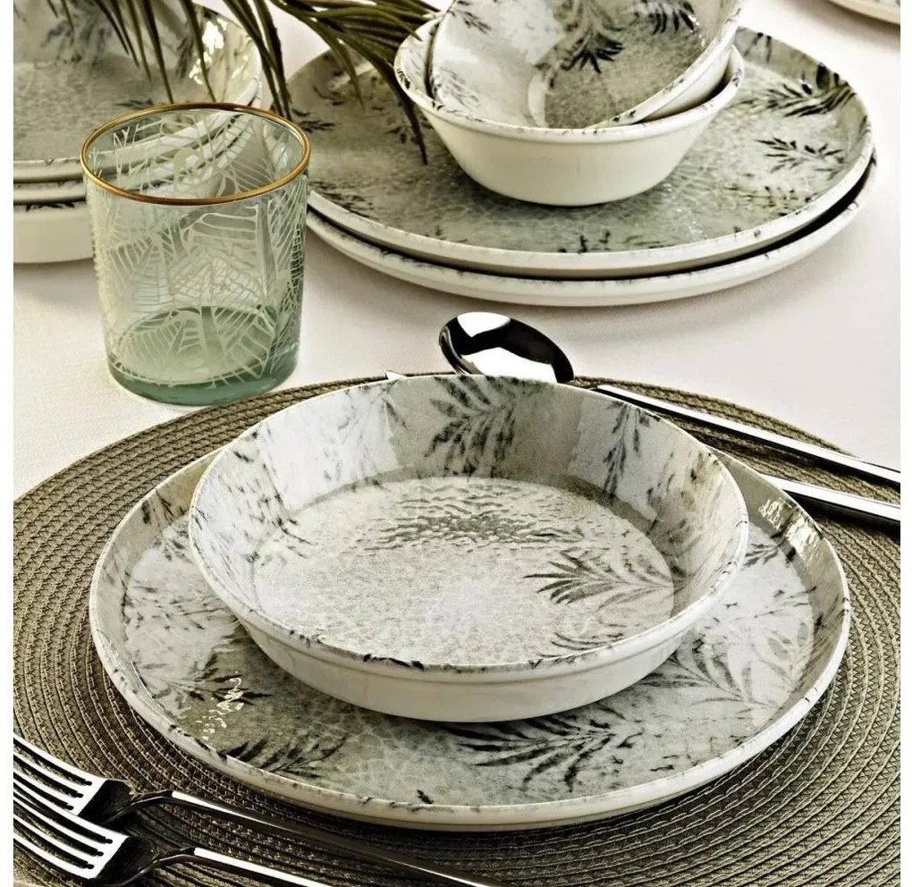 Komplet obiadowy 12 szt. szary/porcelana