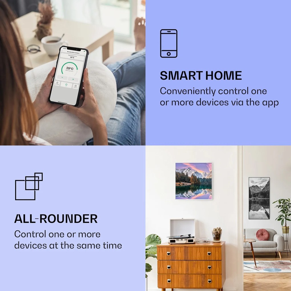 Klarstein Wonderwall Art Smart 350W 60x60cm Obraz na podczerwień Jezioro