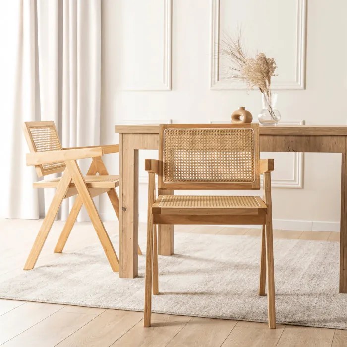 Krzesło Drewniane MADERA Dąb/Beż Ażurowe Retro