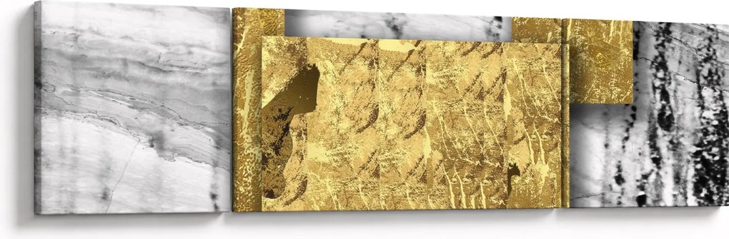 Obraz - Złote kwadraty N⁰1 (170x50 cm)