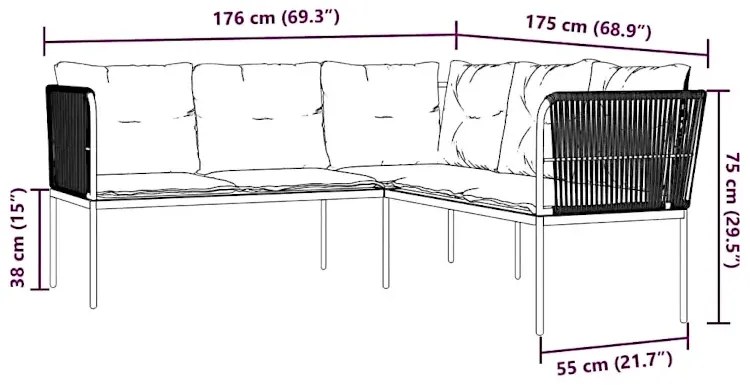 Narożna sofa ogrodowa czarna - Niwa