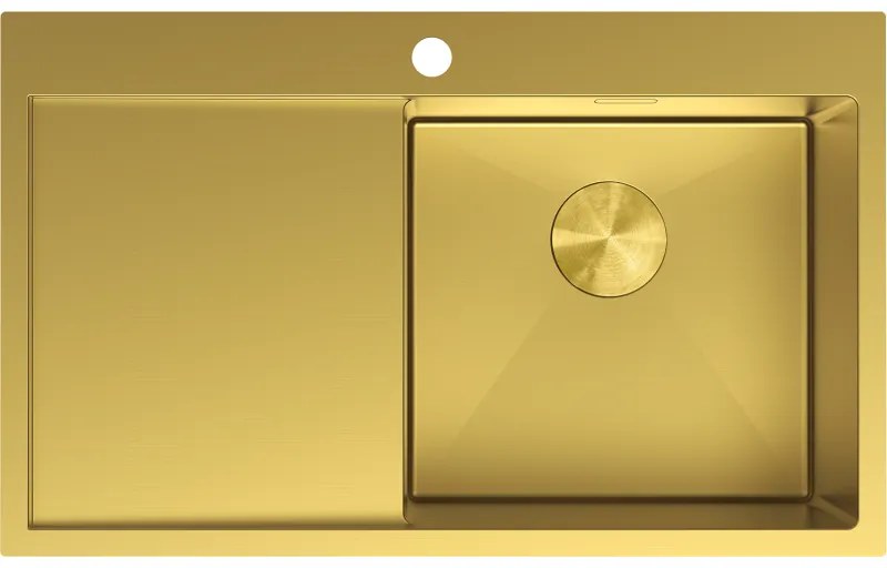 Mexen Exar zlewozmywak stalowy 1-komorowy z ociekaczem prawy 780 x 480 mm, złoty - 6434781010P-55