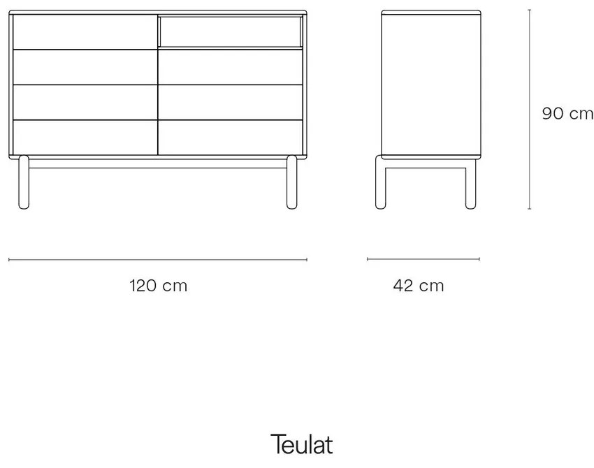 Ciemnoszara niska komoda 120x90 cm Corvo – Teulat