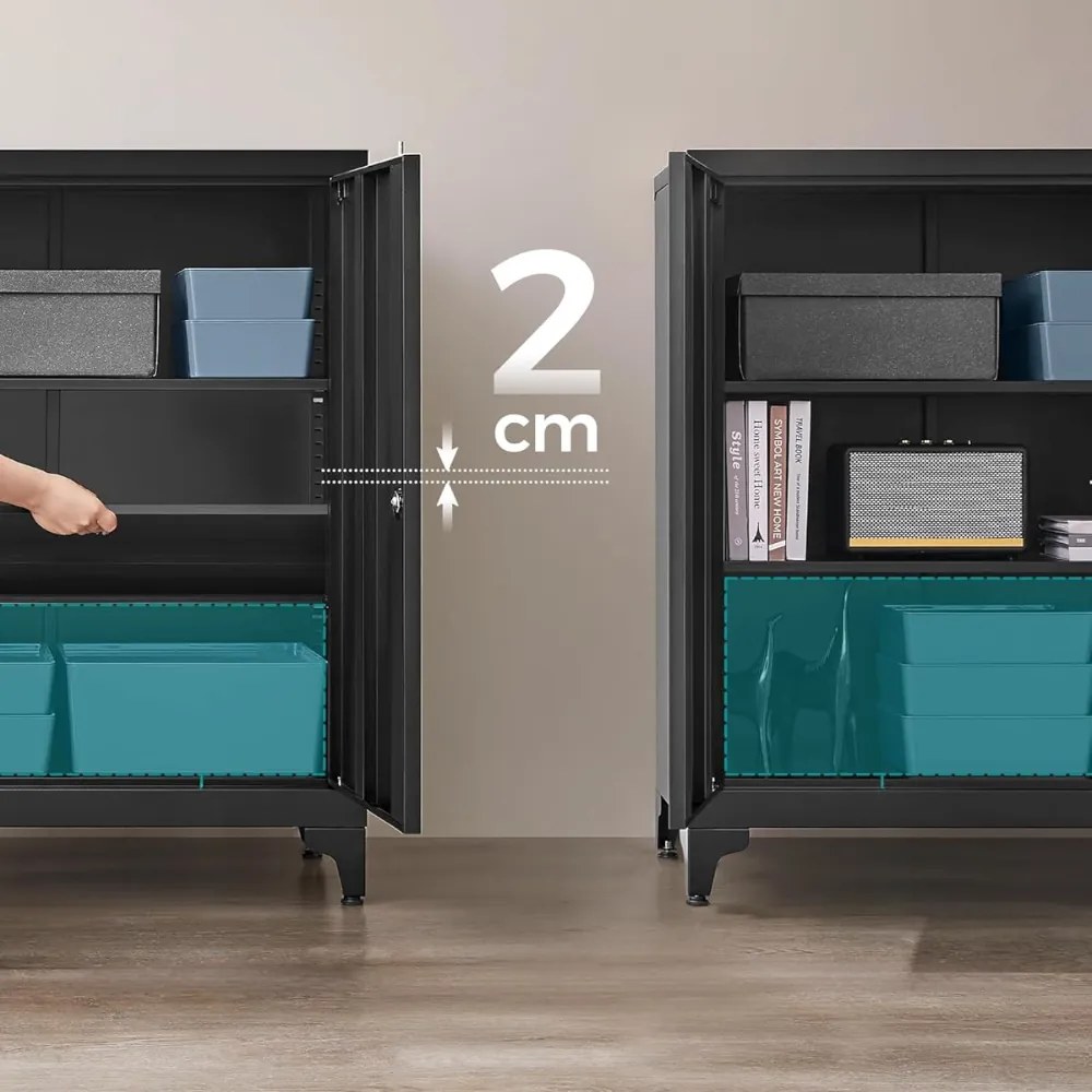 Wielofunkcyjna metalowa szafka RAVEN, 40x80x90 cm, czarna SongmicsHome