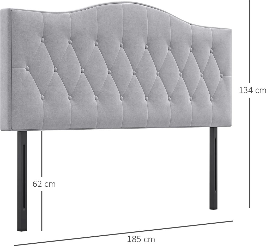 HOMCOM Zagłówek do łóżka tapicerowany kolor szarym topola poliester 185 x 8 x 134 cm