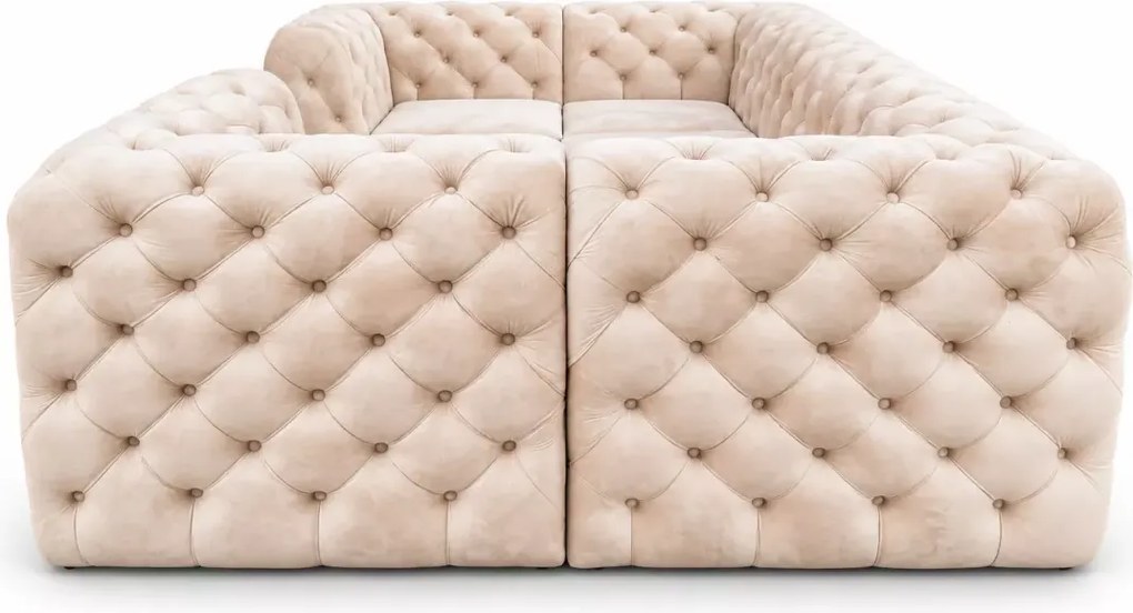Narożnik Chesterfield Moet U z funkcją spania duży pikowany do salonu