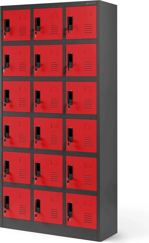 Szafa skrytkowa zamykana na klucz Karol 90x40x185 cm antracyt/czerwony