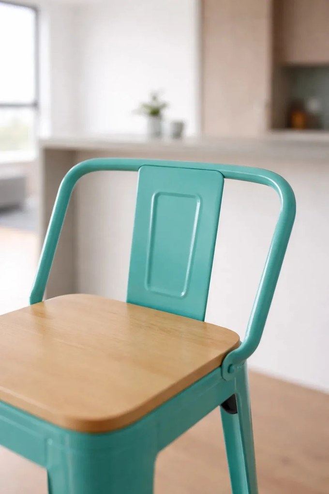 Stoek Torix z oparciem z naturalnego drewna