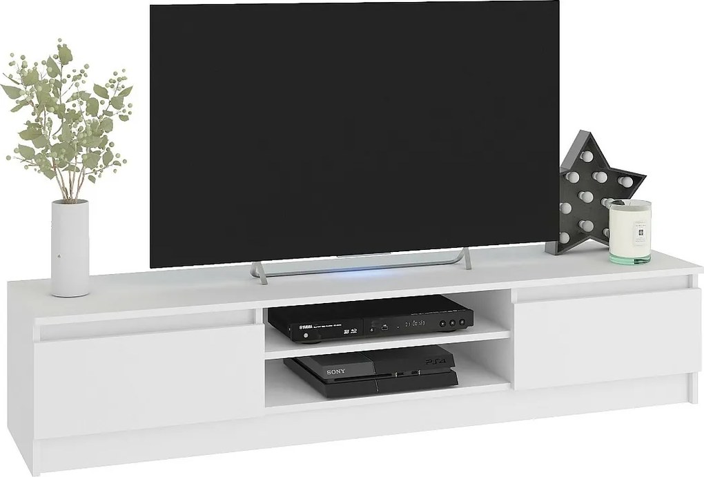 Szafka RTV AKORD Biała 240 cm Zestaw z 2x szafka wisząca 4 drzwi kolor Biały mat 8 półek 240x40x140 cm