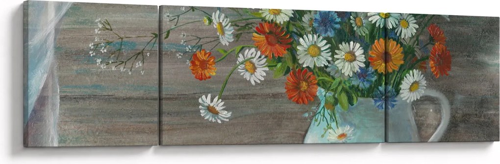 Obraz - Kwiaty polne, obraz olejny (170x50 cm)