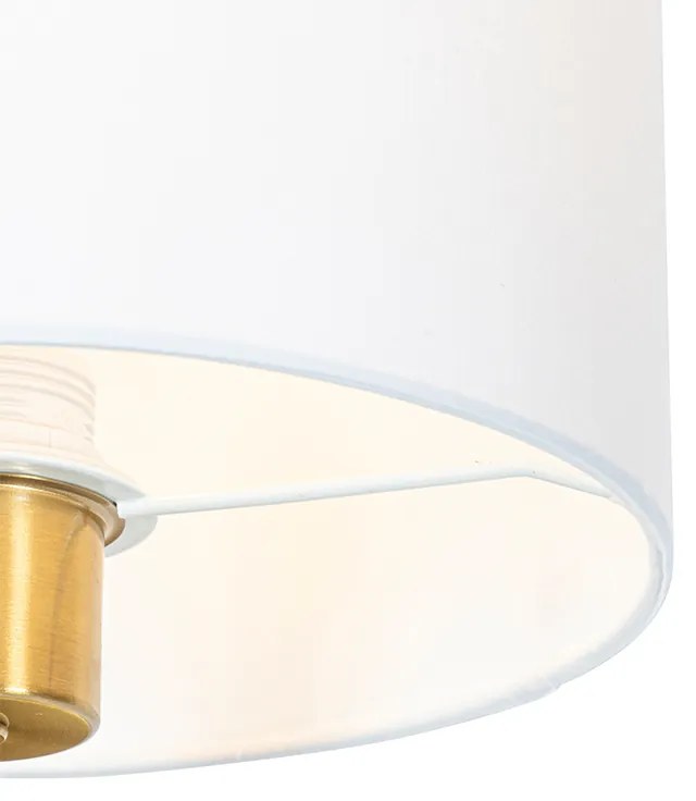 Klasyczna lampa ścienna złota z abażurem z tkaniny w kolorze białym - Cas klasyczny/Antyczny Oswietlenie wewnetrzne