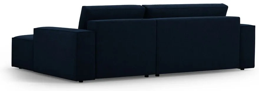 Ciemnoniebieski rozkładany narożnik z materiału bouclé (prawostronny) Jodie – Micadoni Home