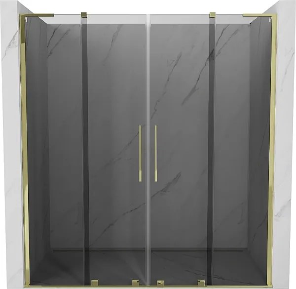 Mexen Velar L Duo drzwi prysznicowe rozsuwane 200 cm, grafit, złote - 871-200-003-42-50