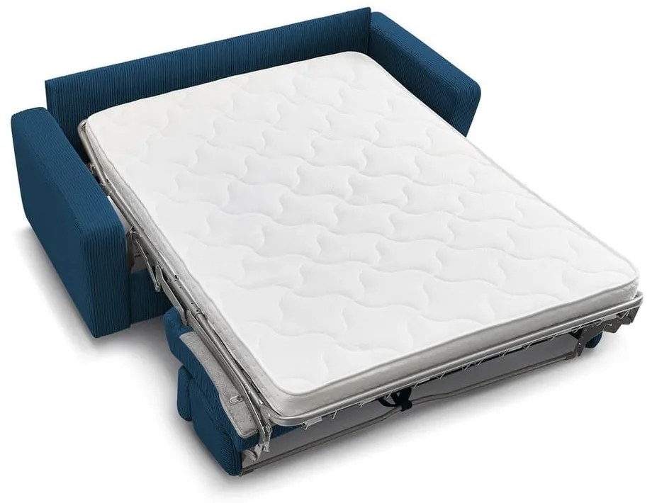 Ciemnoniebieska sztruksowa rozkładana sofa 195 cm Monaco – Bobochic Paris