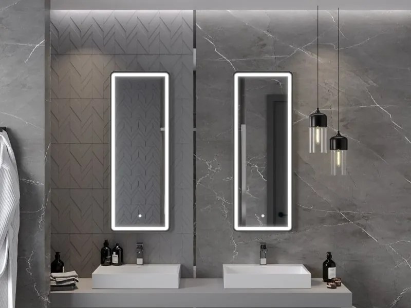 Mexen Coro lustro łazienkowe podświetlane 45 x 120 cm, LED 6000K, antypara, rama czarna - 9817-045-120-611-70